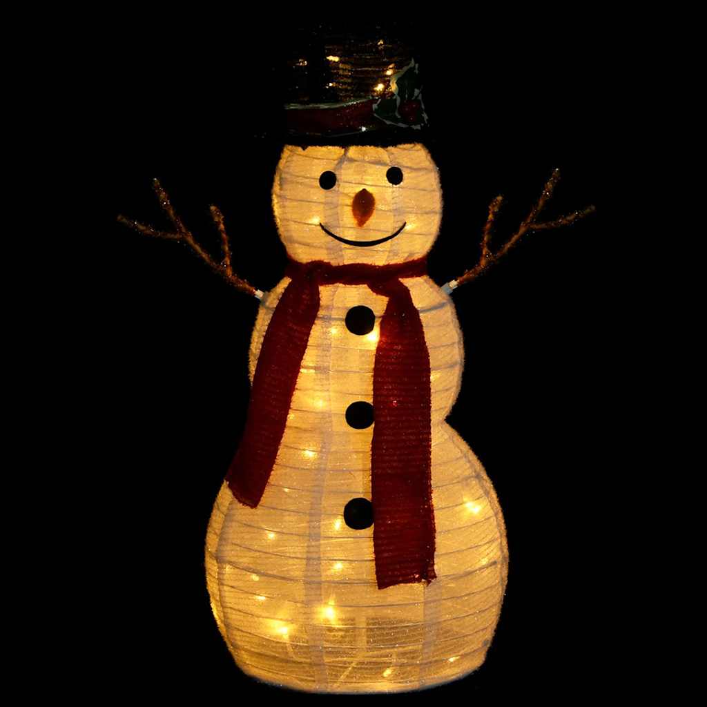 Figura Natalizia Pupazzo di Neve a LED Tessuto Pregiato 60 cm