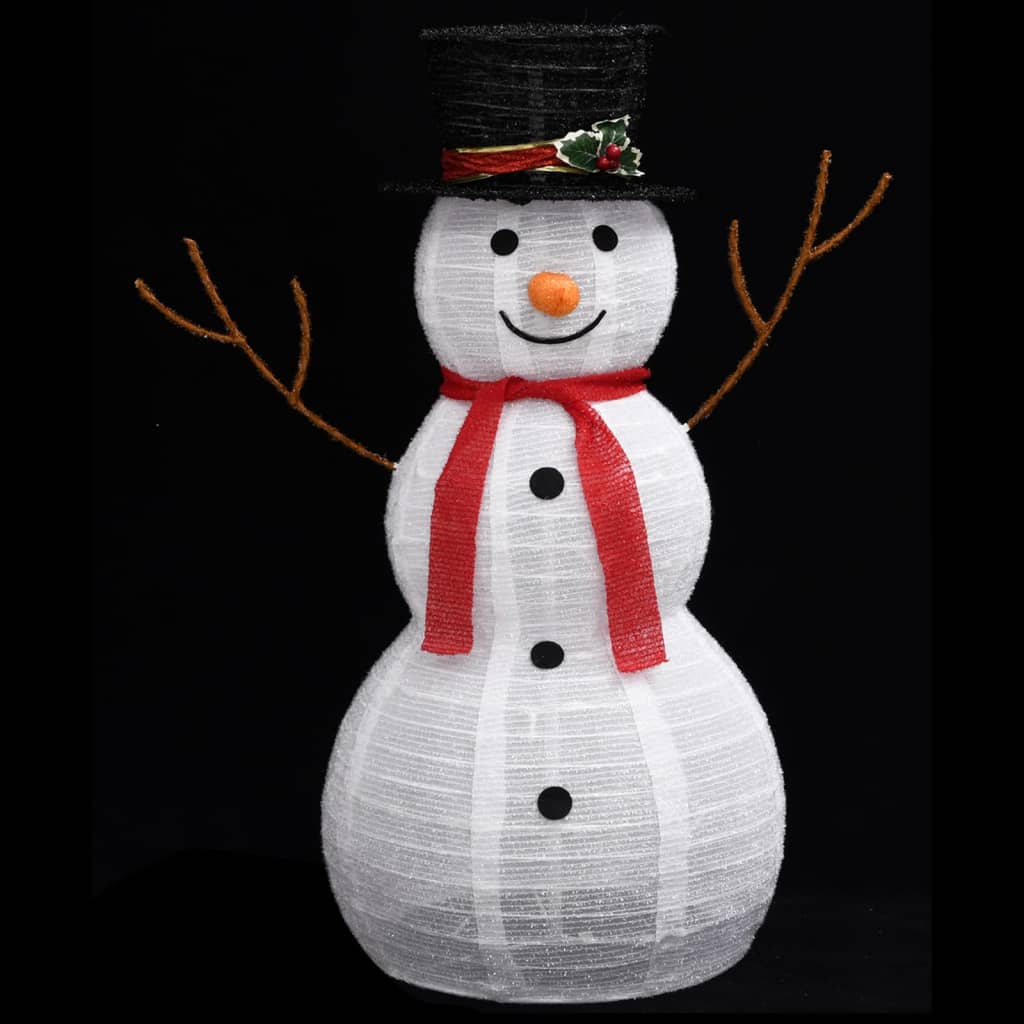 Figura Natalizia Pupazzo di Neve a LED Tessuto Pregiato 90 cm