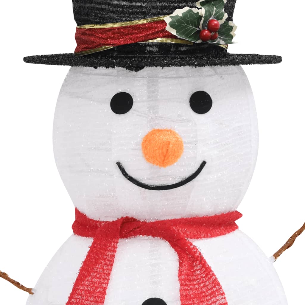 Figura Natalizia Pupazzo di Neve a LED Tessuto Pregiato 90 cm