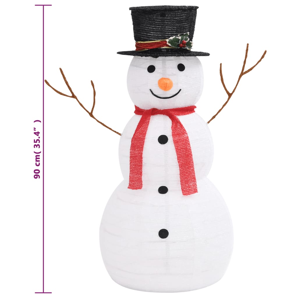 Figura Natalizia Pupazzo di Neve a LED Tessuto Pregiato 90 cm