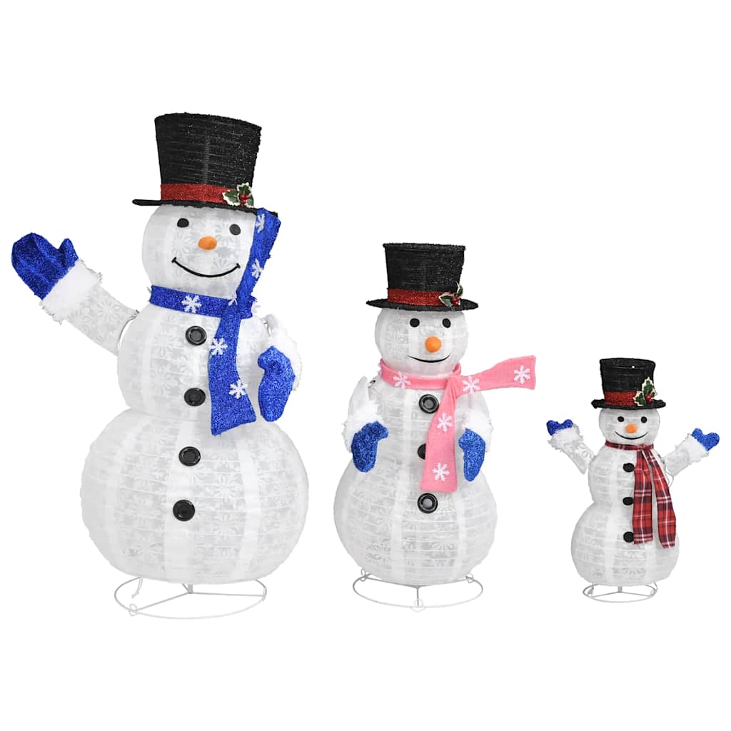 Figure Decorative Famiglia di Pupazzi di Neve LED Tessuto Lusso