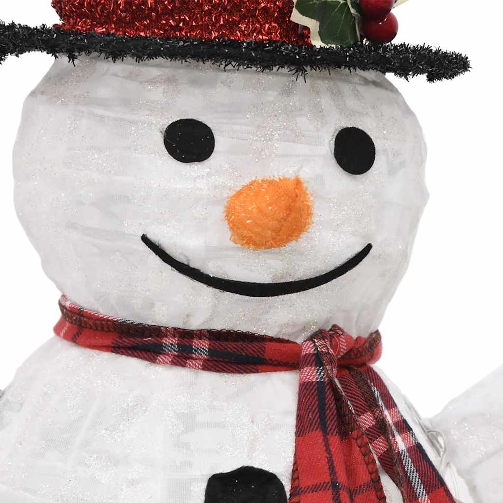 Figure Decorative Famiglia di Pupazzi di Neve LED Tessuto Lusso