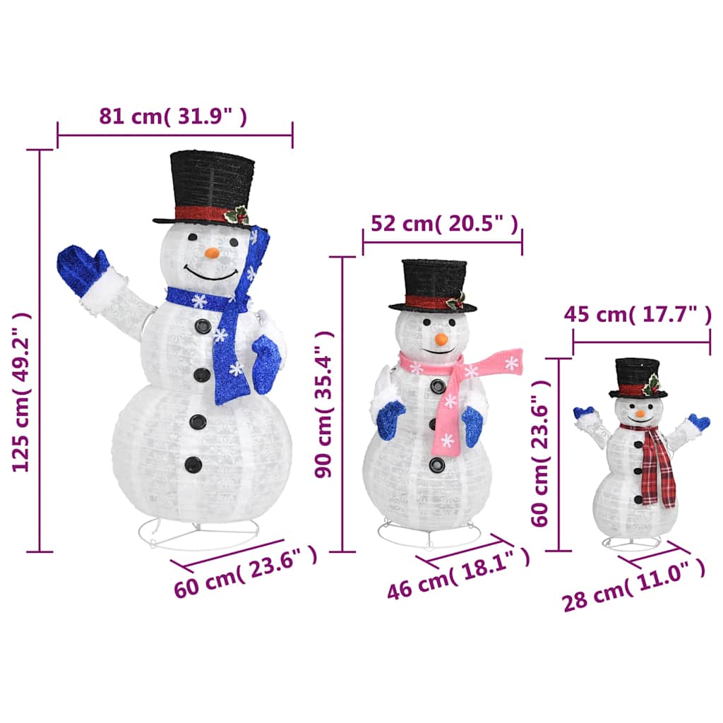 Figure Decorative Famiglia di Pupazzi di Neve LED Tessuto Lusso