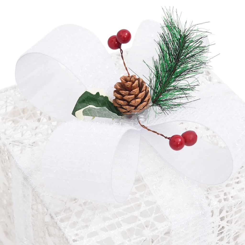 Scatole Regalo Decorative Natale 3pz Bianche da Esterno Interni