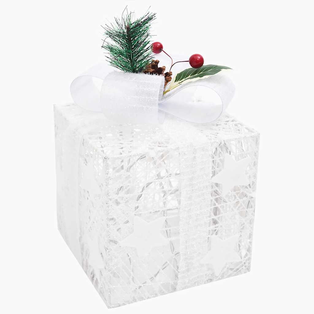 Scatole Regalo Decorative Natale 3pz Bianche da Esterno Interni