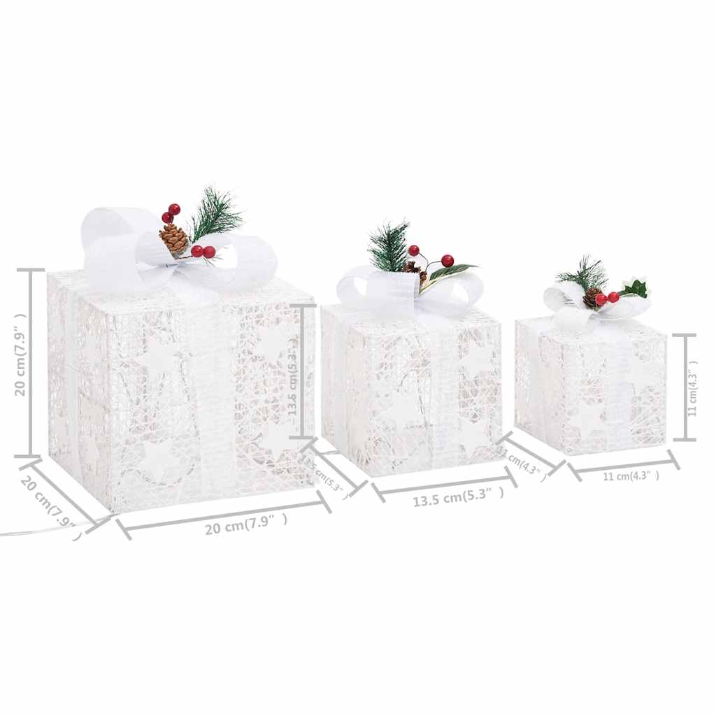 Scatole Regalo Decorative Natale 3pz Bianche da Esterno Interni