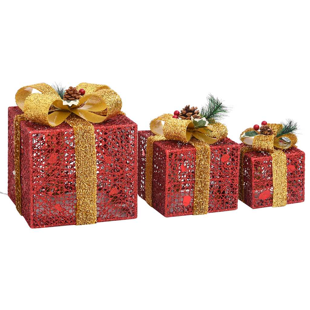 Scatole Regalo Decorative Natale 3pz Rosse da Esterno Interni