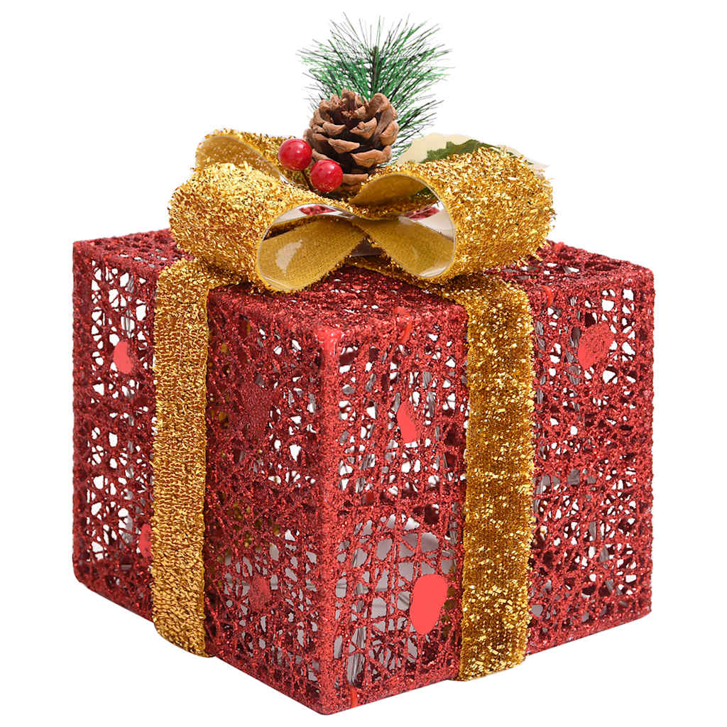 Scatole Regalo Decorative Natale 3pz Rosse da Esterno Interni