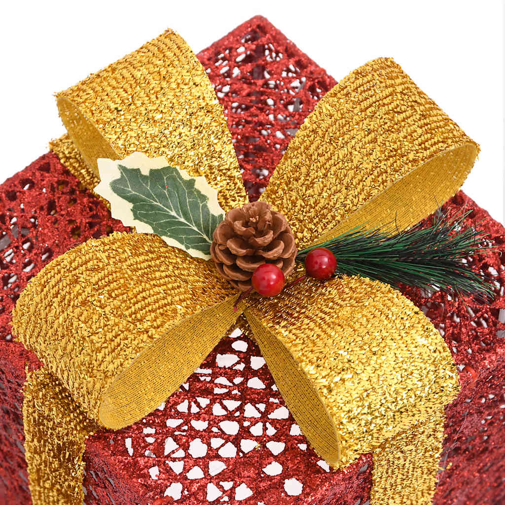 Scatole Regalo Decorative Natale 3pz Rosse da Esterno Interni