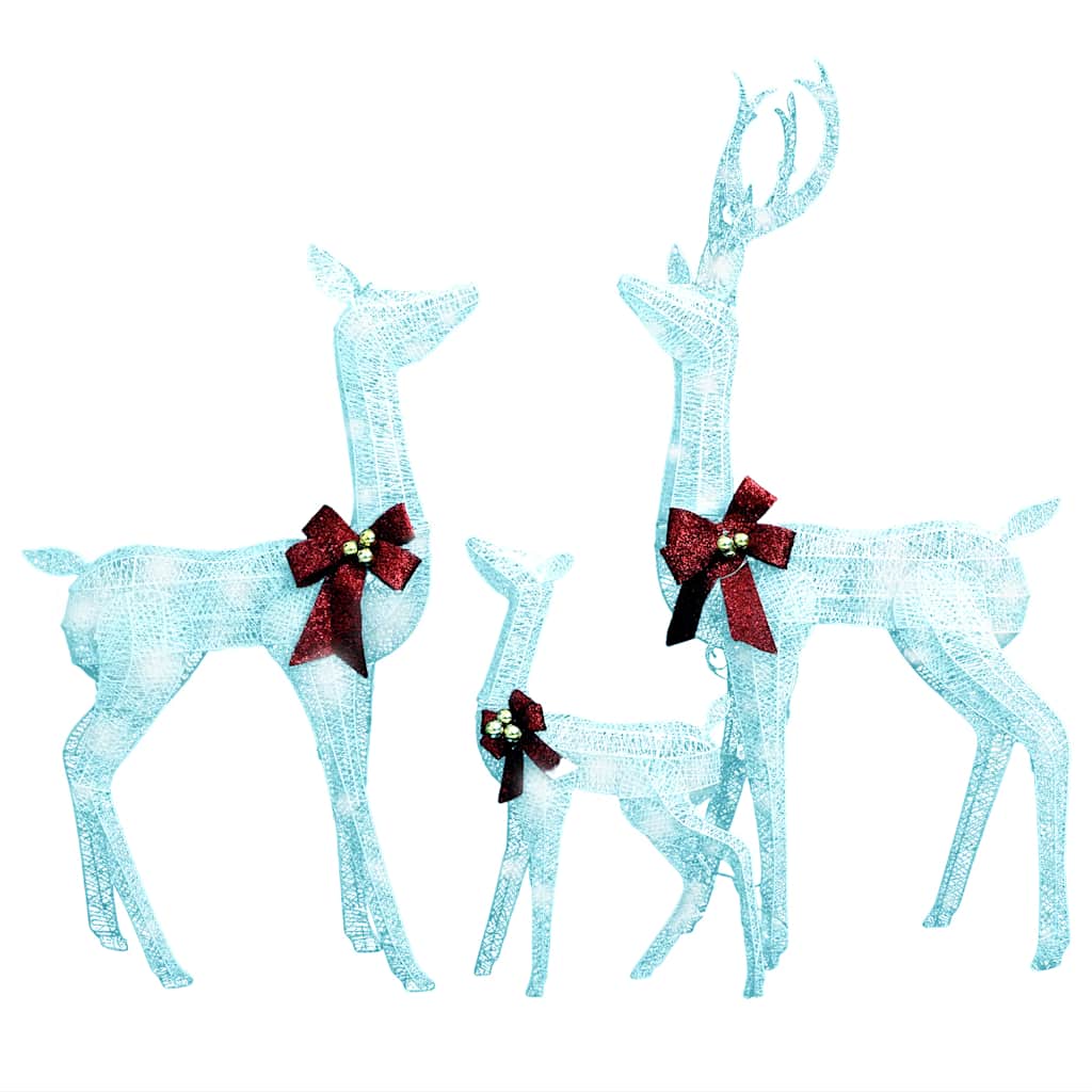 Decorazione Natalizia Famiglia di Renne Bianco Argento 201 LED
