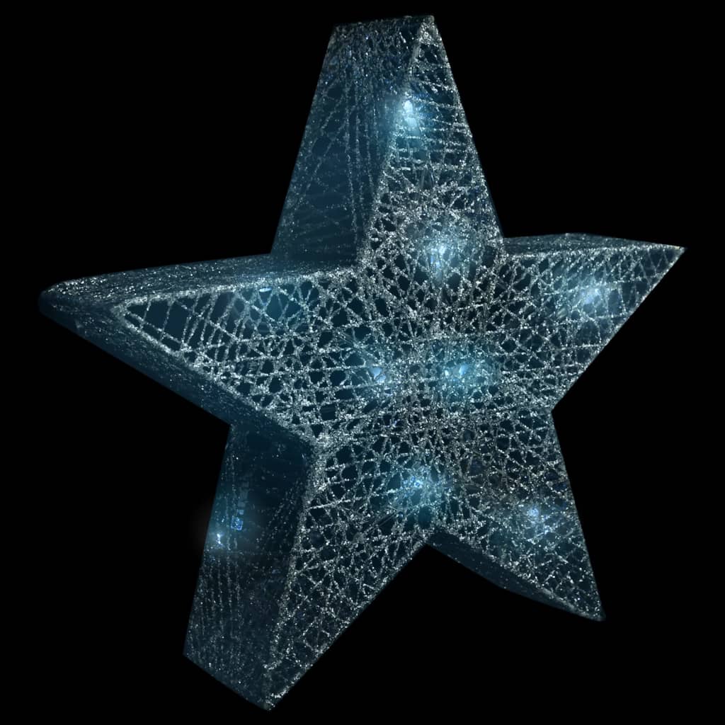 Decorazioni Natale Stelle 3 pz Argento Rete LED Interni Esterni