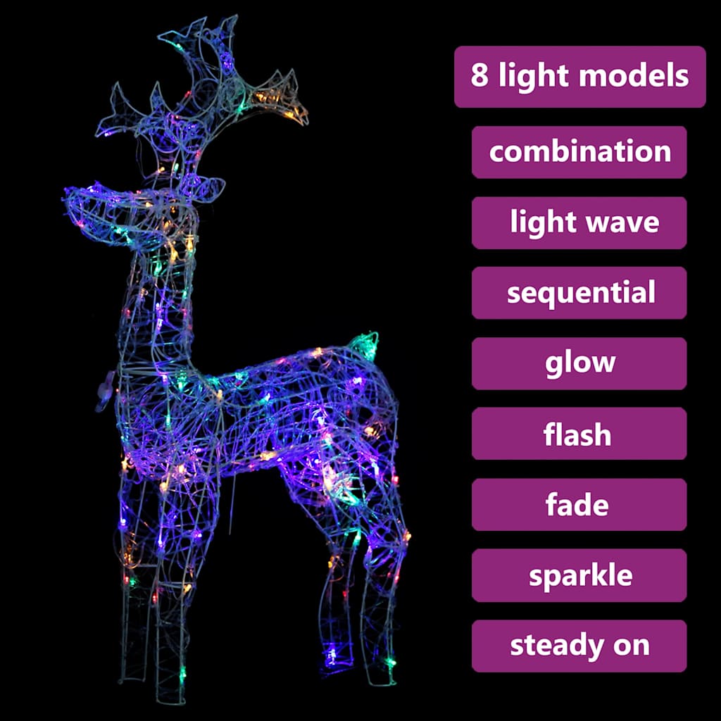 Renne e Slitta Decorazione Natale 90 LED 60x16x100 cm Acrilico