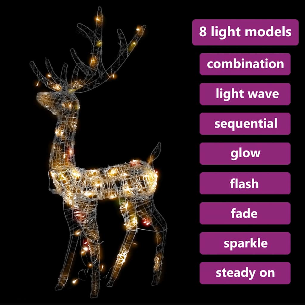 Decorazione Natalizia Acrilico Renna 140 LED 128 cm Multicolore