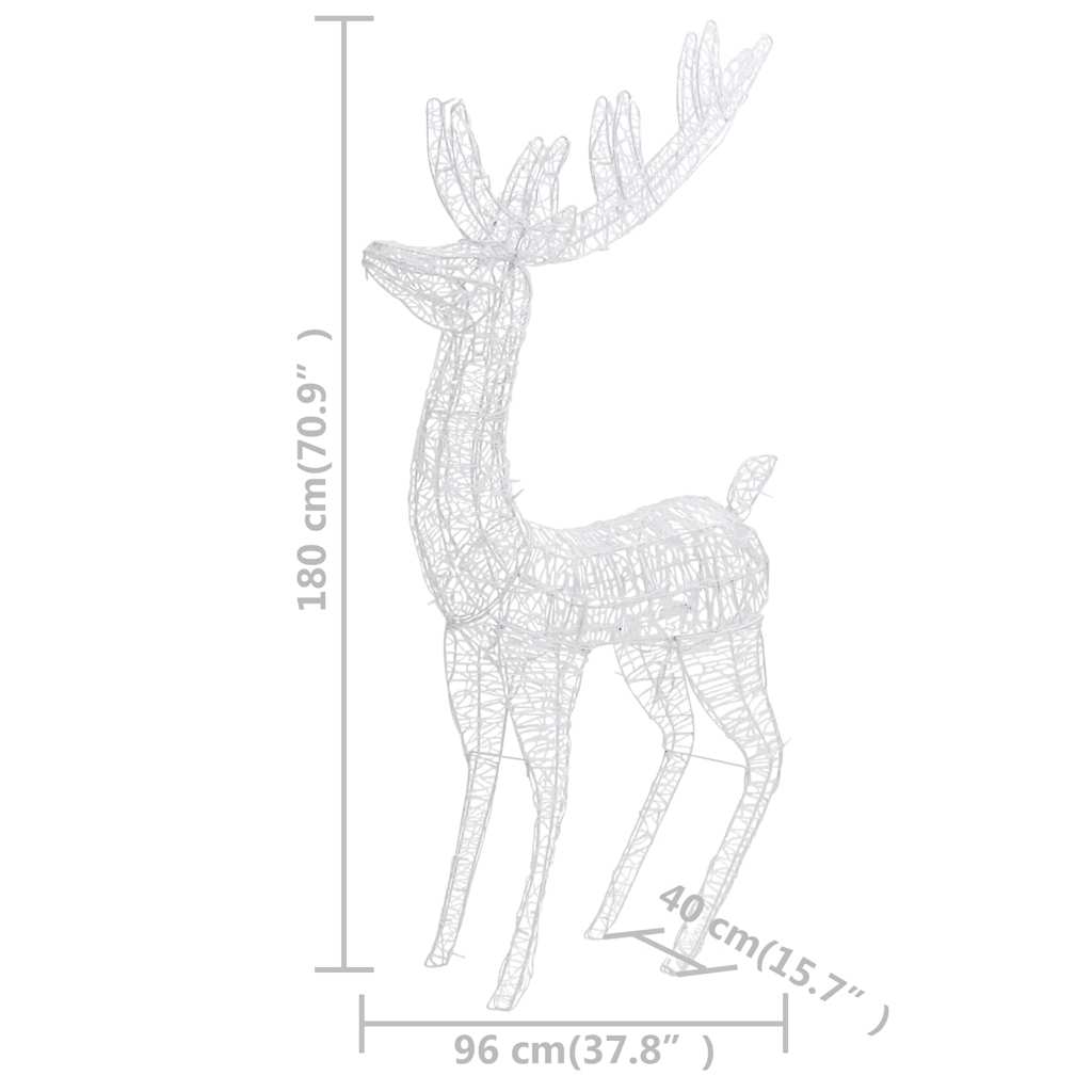 Renne di Natale XXL in Acrilico 250 LED 180cm Bianco Freddo