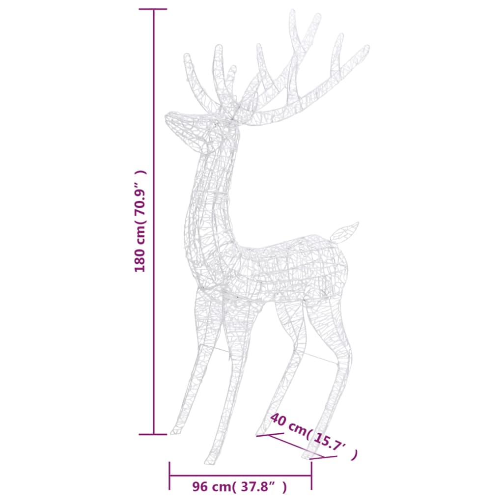 Renne di Natale XXL in Acrilico 250 LED 180 cm Colorata