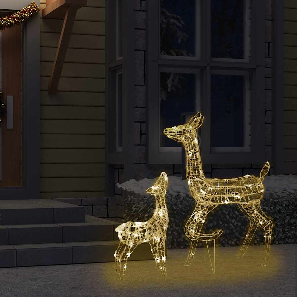 Famiglia di Renne di Natale 160 LED Bianco Caldo in Acrilico