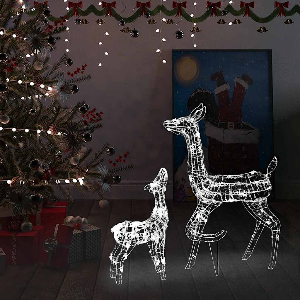 Famiglia di Renne di Natale 160 LED Bianco Freddo in Acrilico