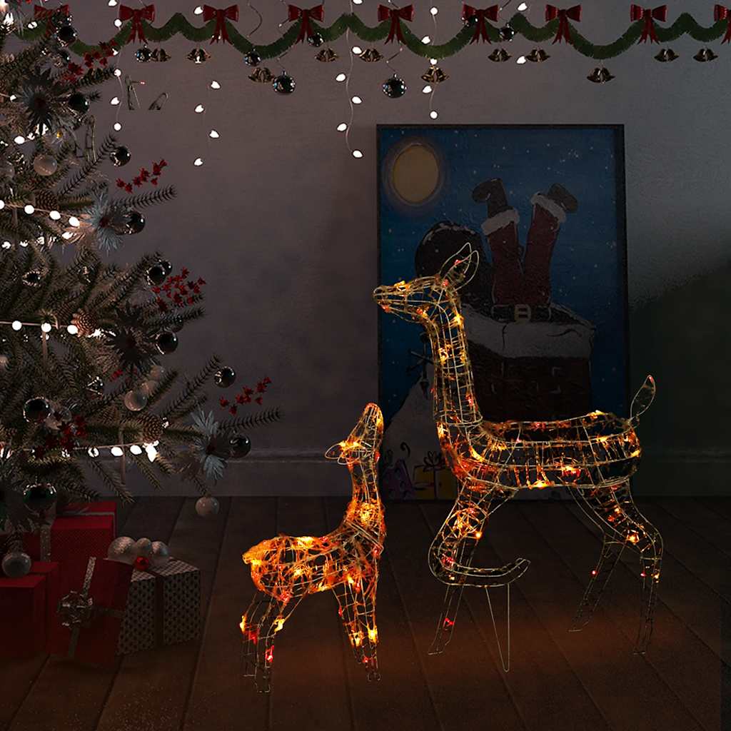Famiglia di Renne di Natale 160 LED Colorati in Acrilico
