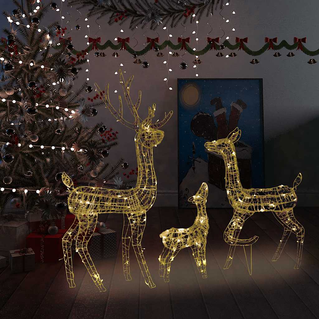 Famiglia di Renne di Natale 300 LED Bianco Caldo in Acrilico