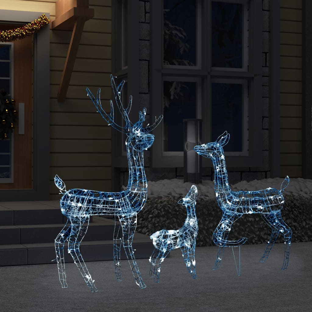 Famiglia di Renne di Natale 300 LED Bianco Freddo in Acrilico