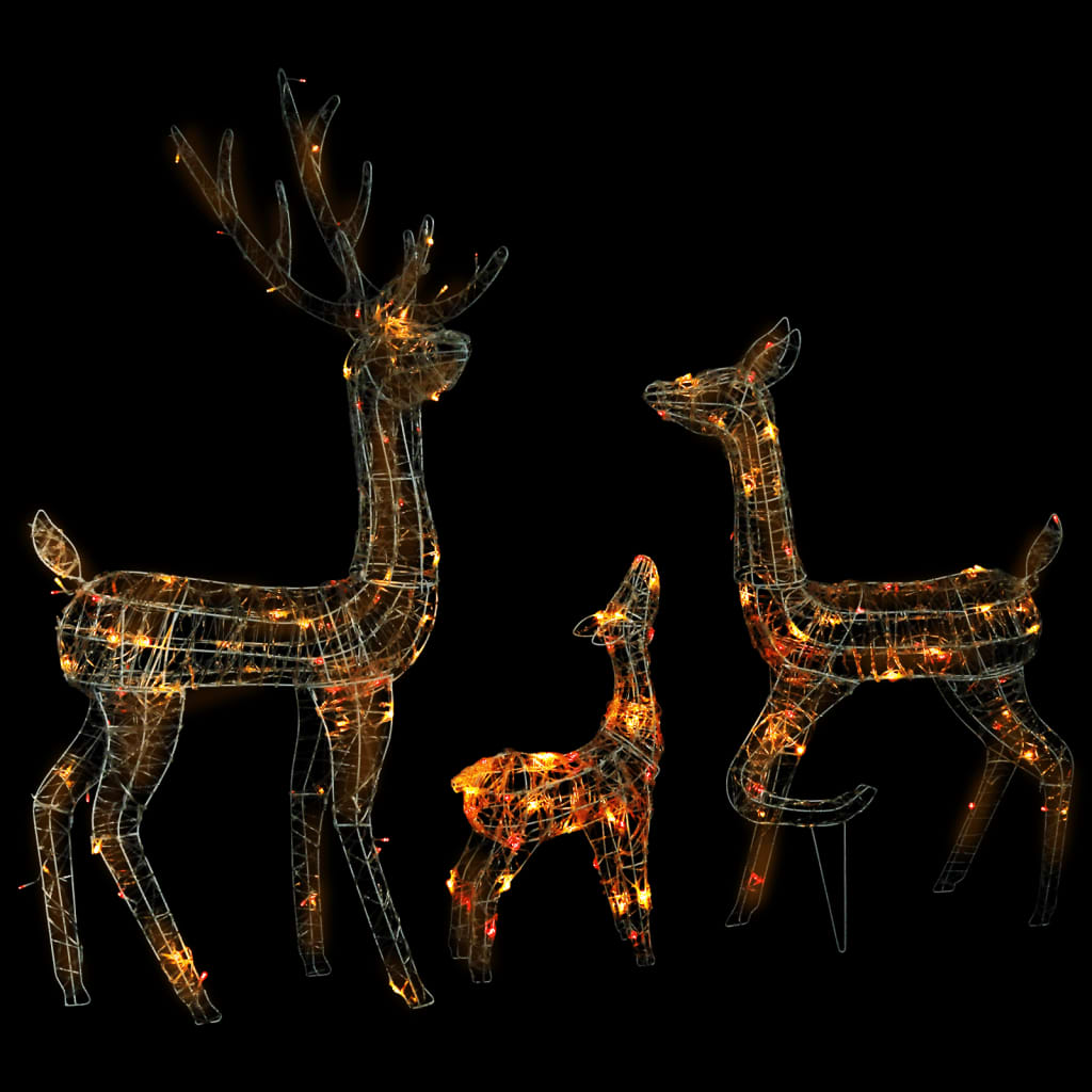 Famiglia di Renne di Natale 300 LED Colorati in Acrilico