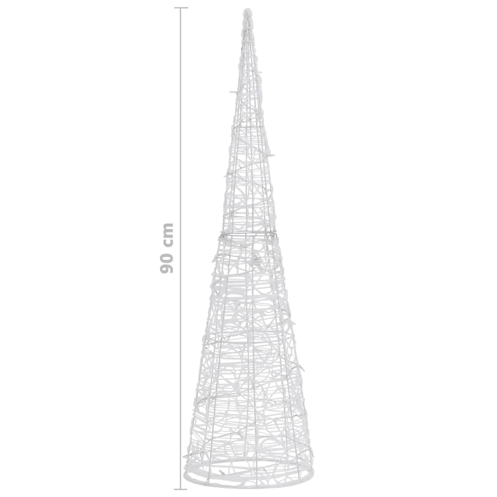 Piramide Decorativa Cono Luce LED Acrilico Bianco Freddo 90 cm