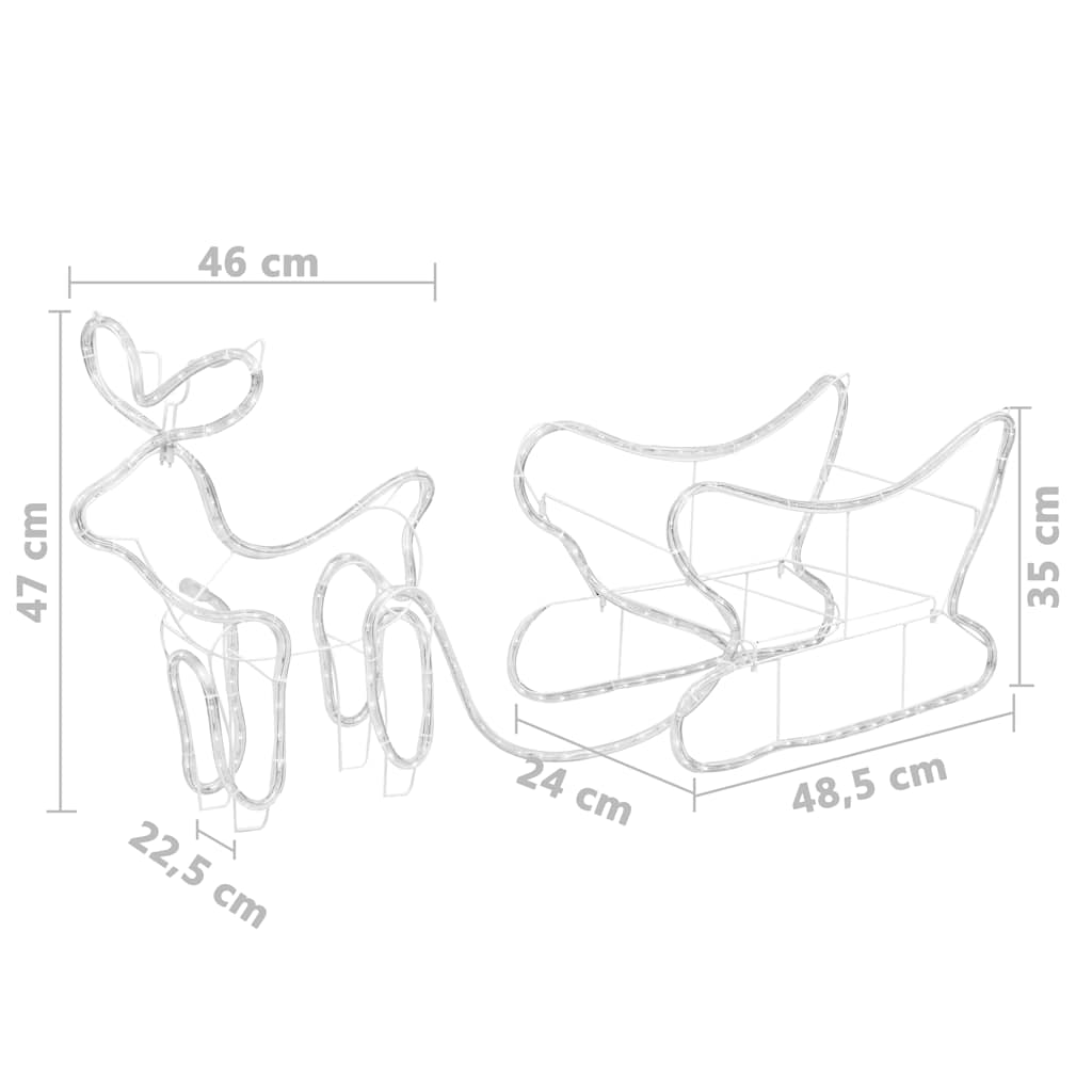 Renne e Slitta Decorazione Natalizia per Esterni 252 LED