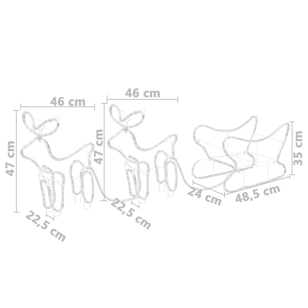 Renne e Slitta Decorazione Natalizia per Esterni 576 LED