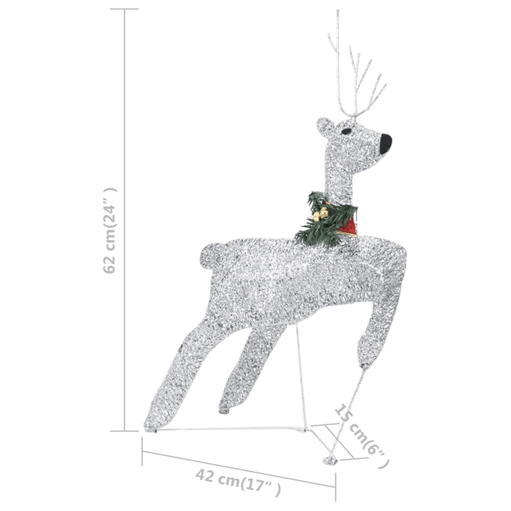 Renne e Slitta di Natale Decorazione da Esterni 100 LED Argento