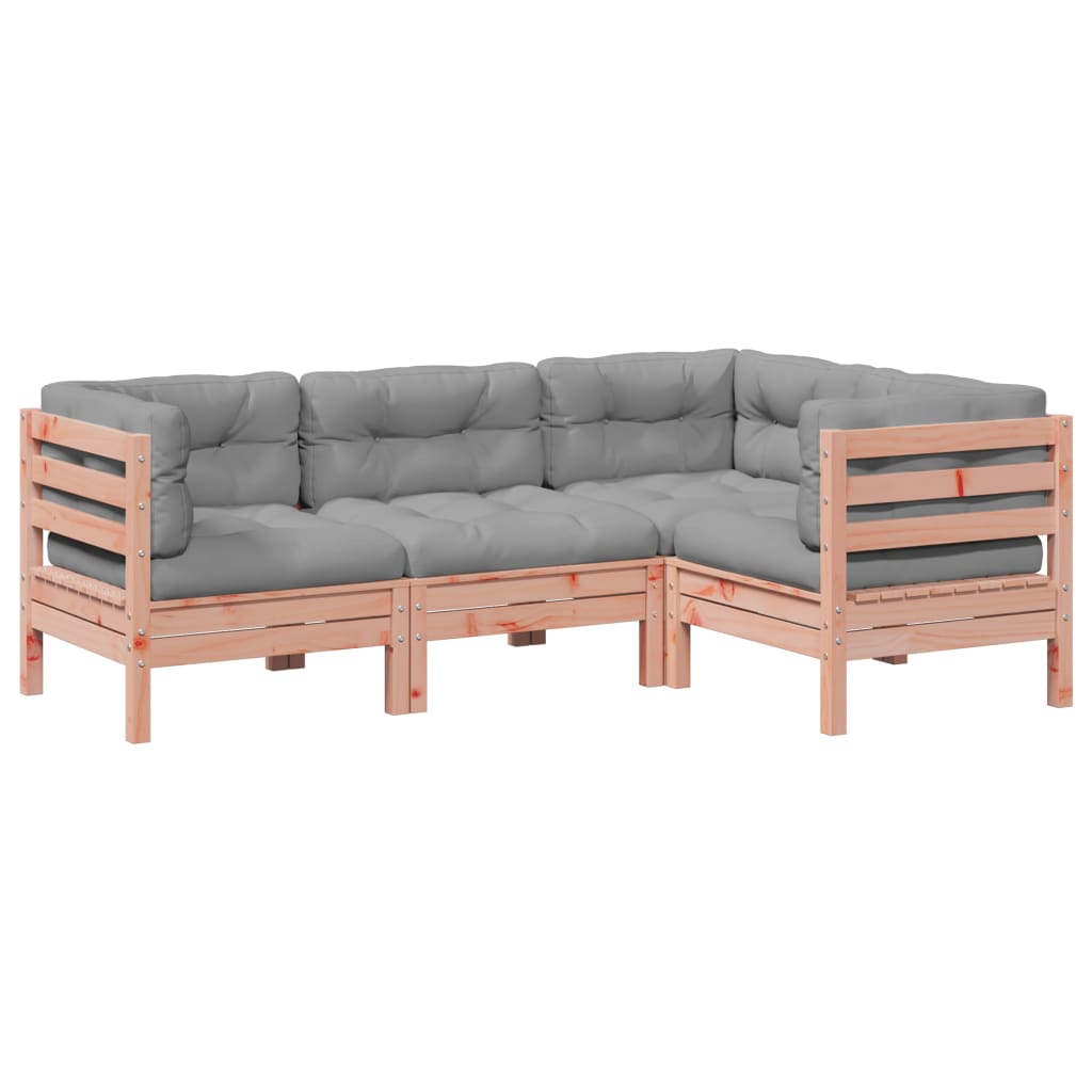 Set Divani Giardino 4 pz Cuscini Legno Massello Abete Douglas