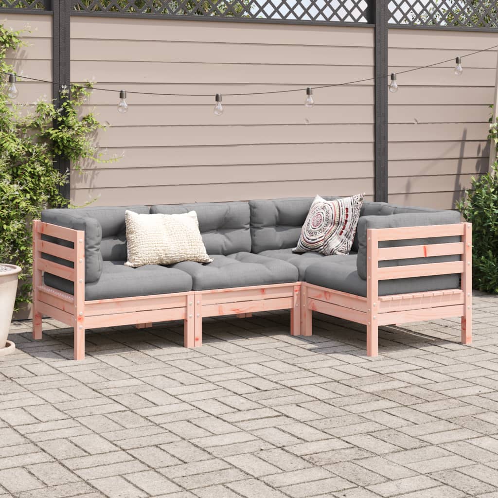 Set Divani Giardino 4 pz Cuscini Legno Massello Abete Douglas