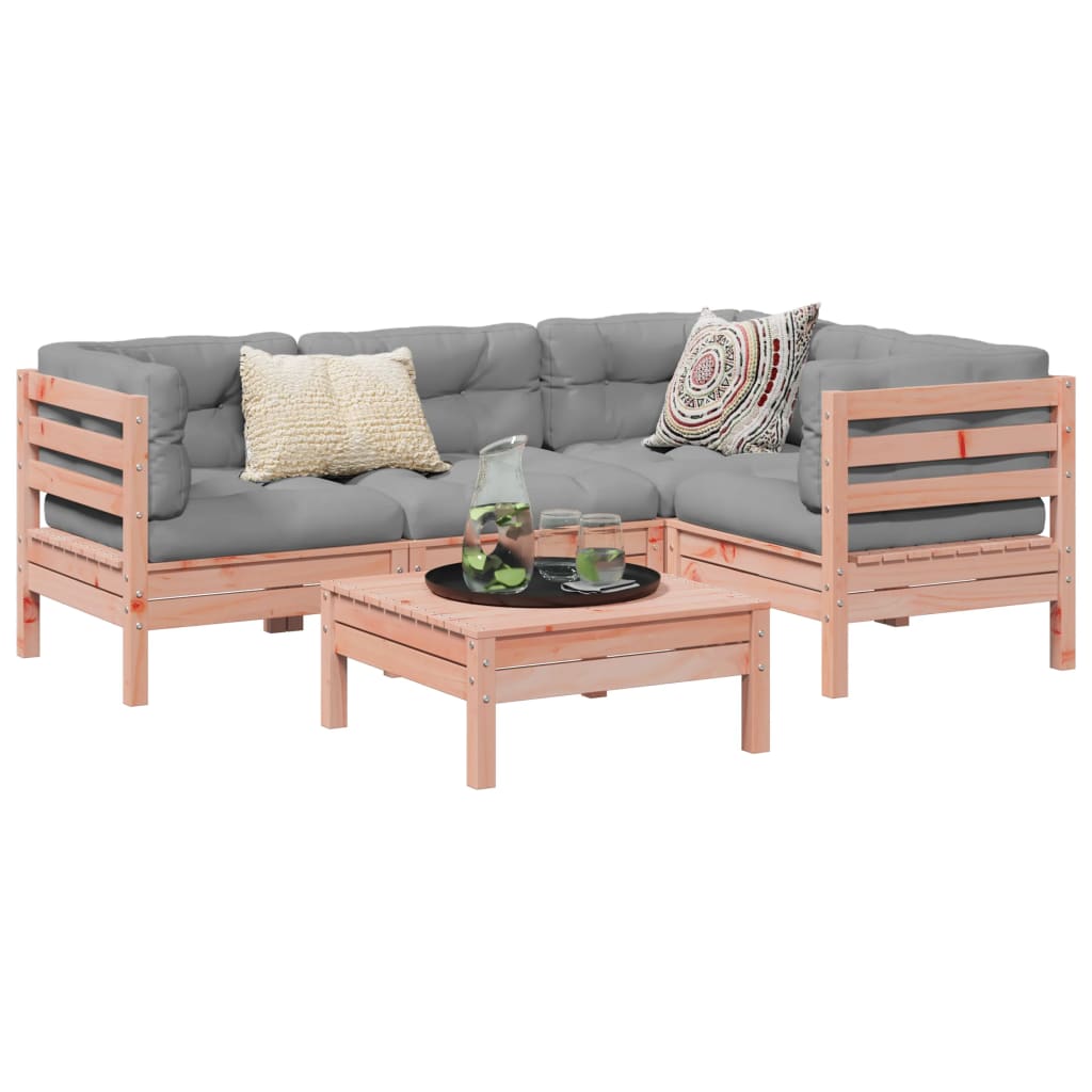 Set Divani Giardino 5 pz Cuscini Legno Massello Abete Douglas