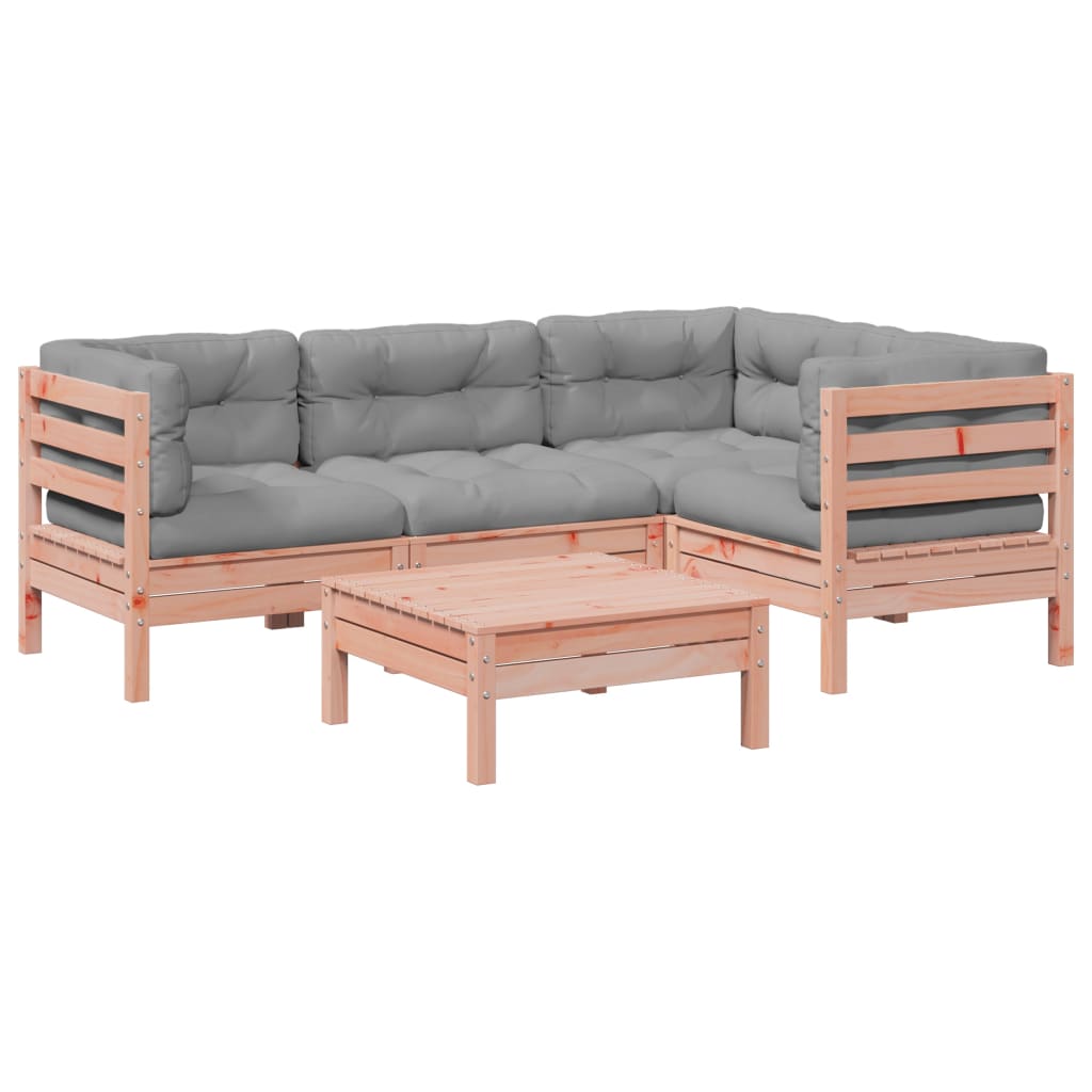 Set Divani Giardino 5 pz Cuscini Legno Massello Abete Douglas