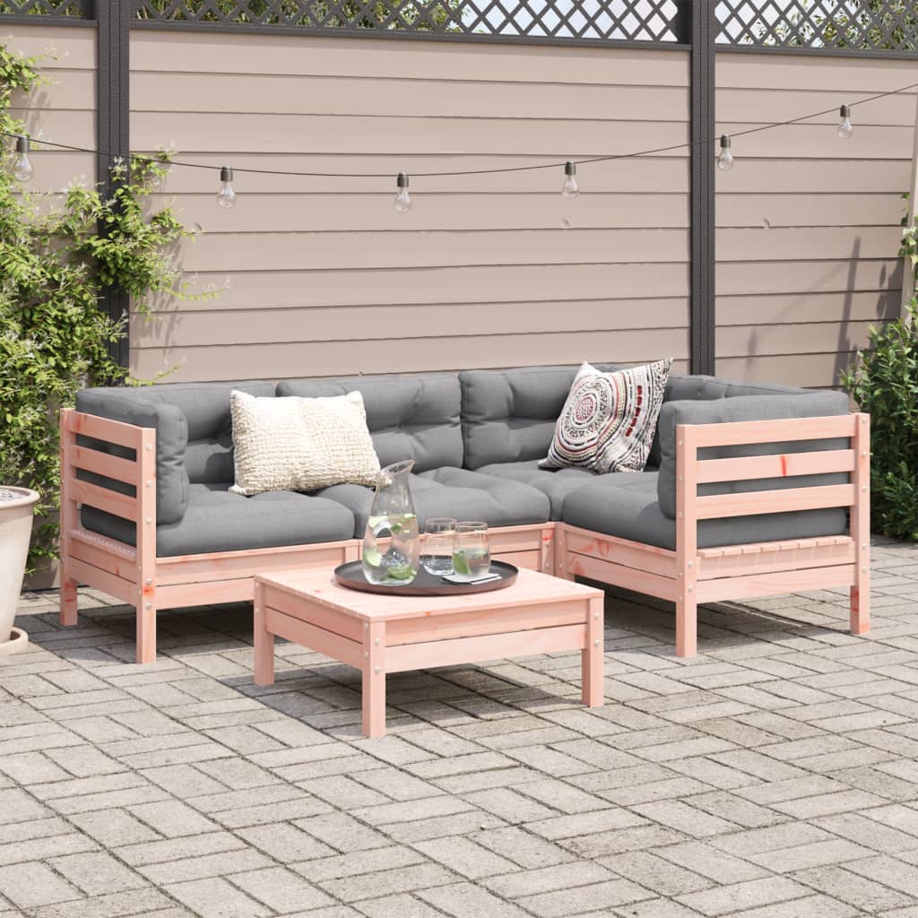 Set Divani Giardino 5 pz Cuscini Legno Massello Abete Douglas