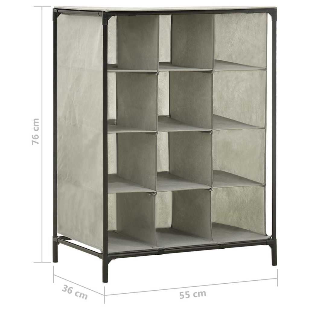 Scarpiera 55x36x76 cm Tessuto non Tessuto e Acciaio Grigio