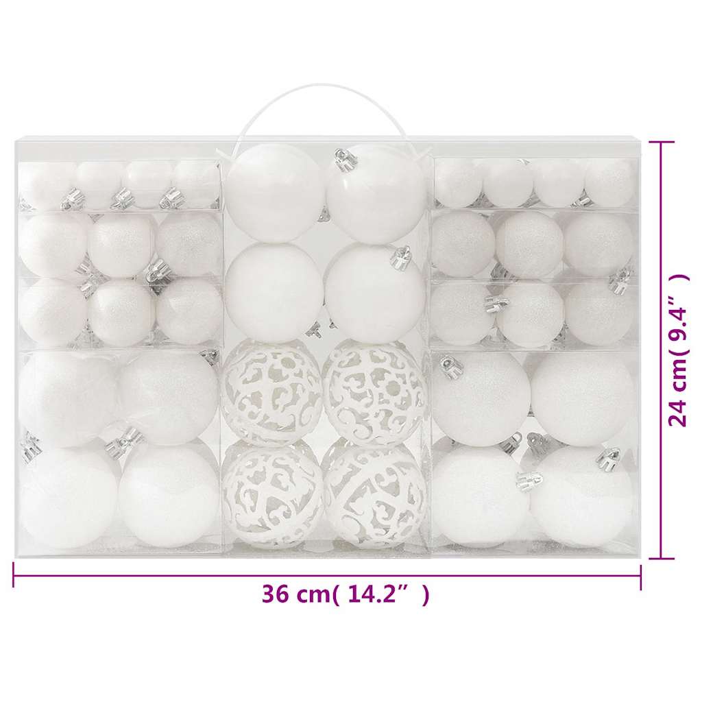 Set Palline di Natale 100 pz Bianco