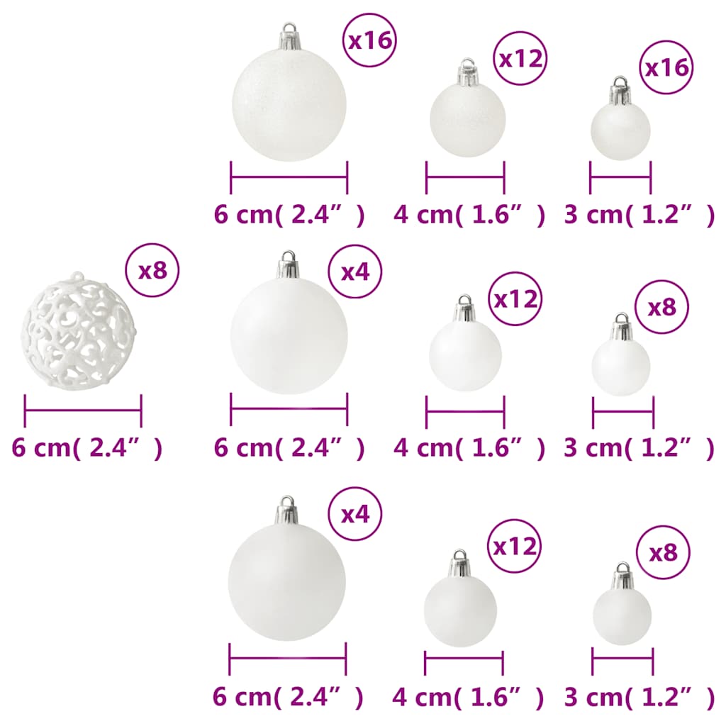 Set Palline di Natale 100 pz Bianco