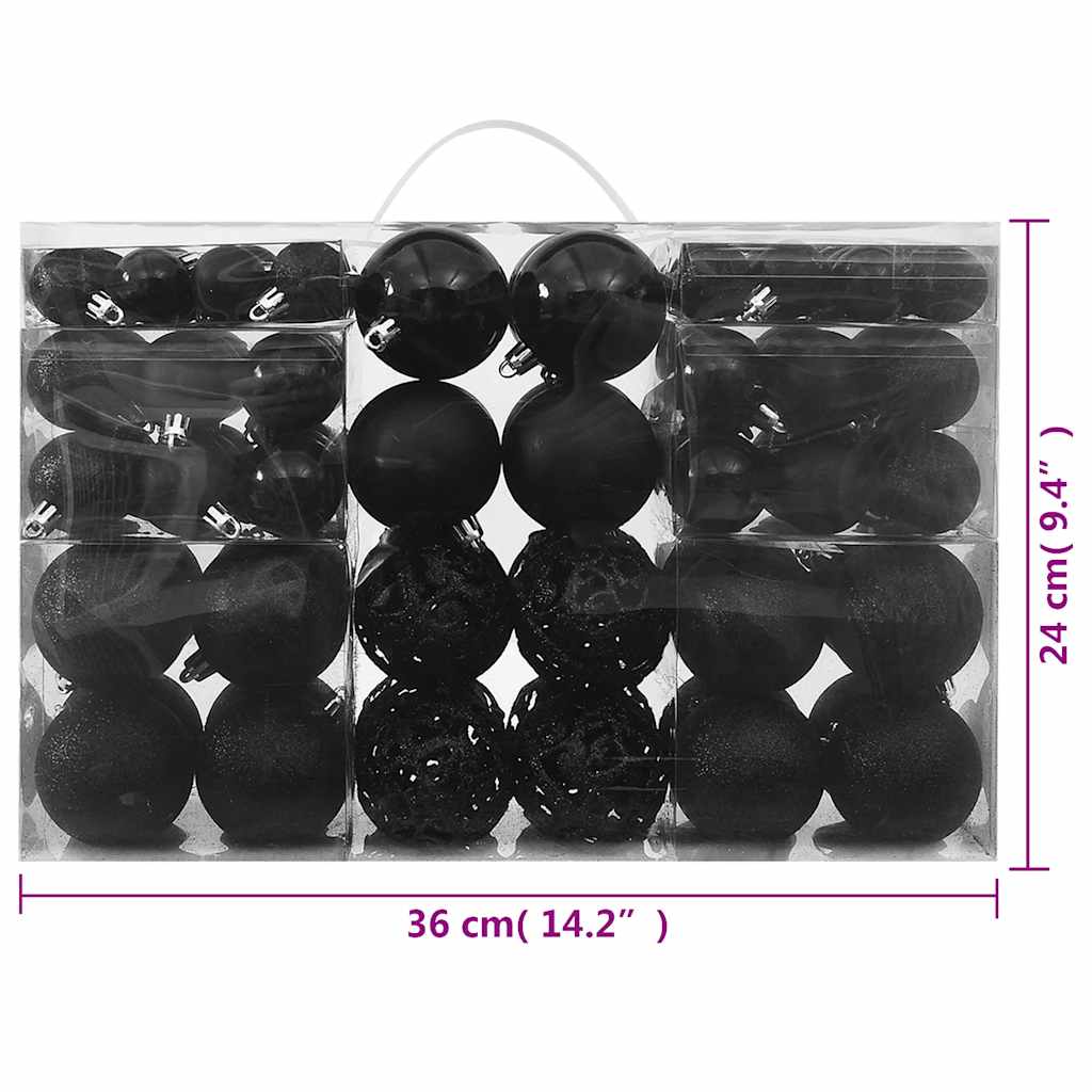 Set Palline di Natale 100 pz Nero