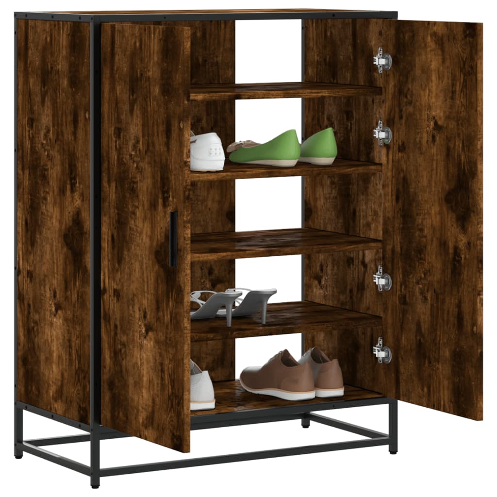 Scarpiera Rovere Fumo 75x38x97,5 cm Legno Multistrato Metallo
