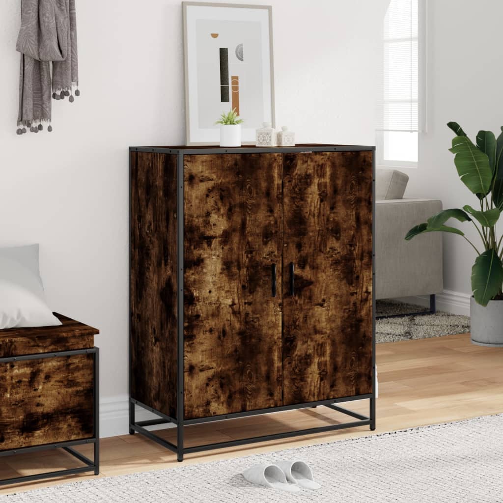 Scarpiera Rovere Fumo 75x38x97,5 cm Legno Multistrato Metallo