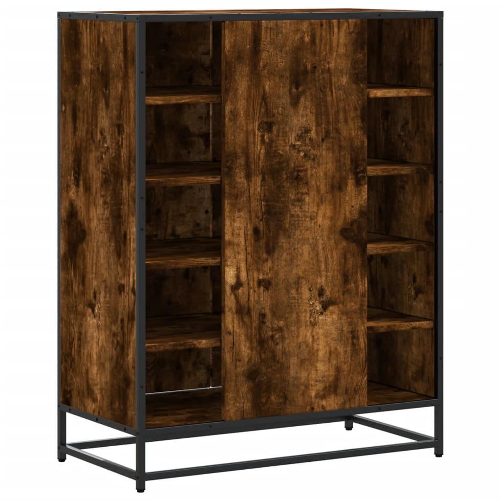 Scarpiera Rovere Fumo 75x38x97,5 cm Legno Multistrato Metallo