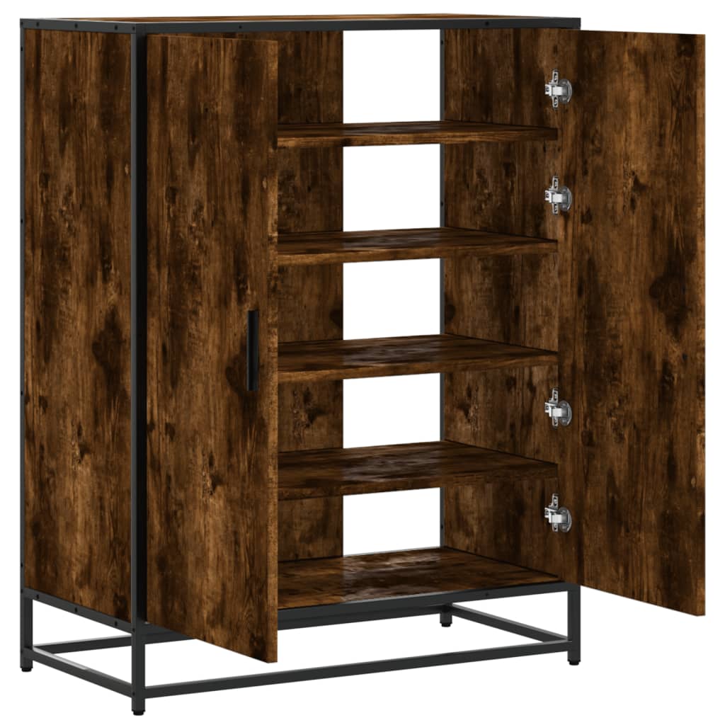 Scarpiera Rovere Fumo 75x38x97,5 cm Legno Multistrato Metallo