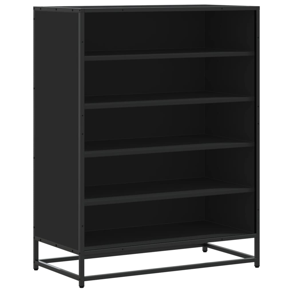Scarpiera Nera 75x38x97,5 cm in Truciolato e Metallo