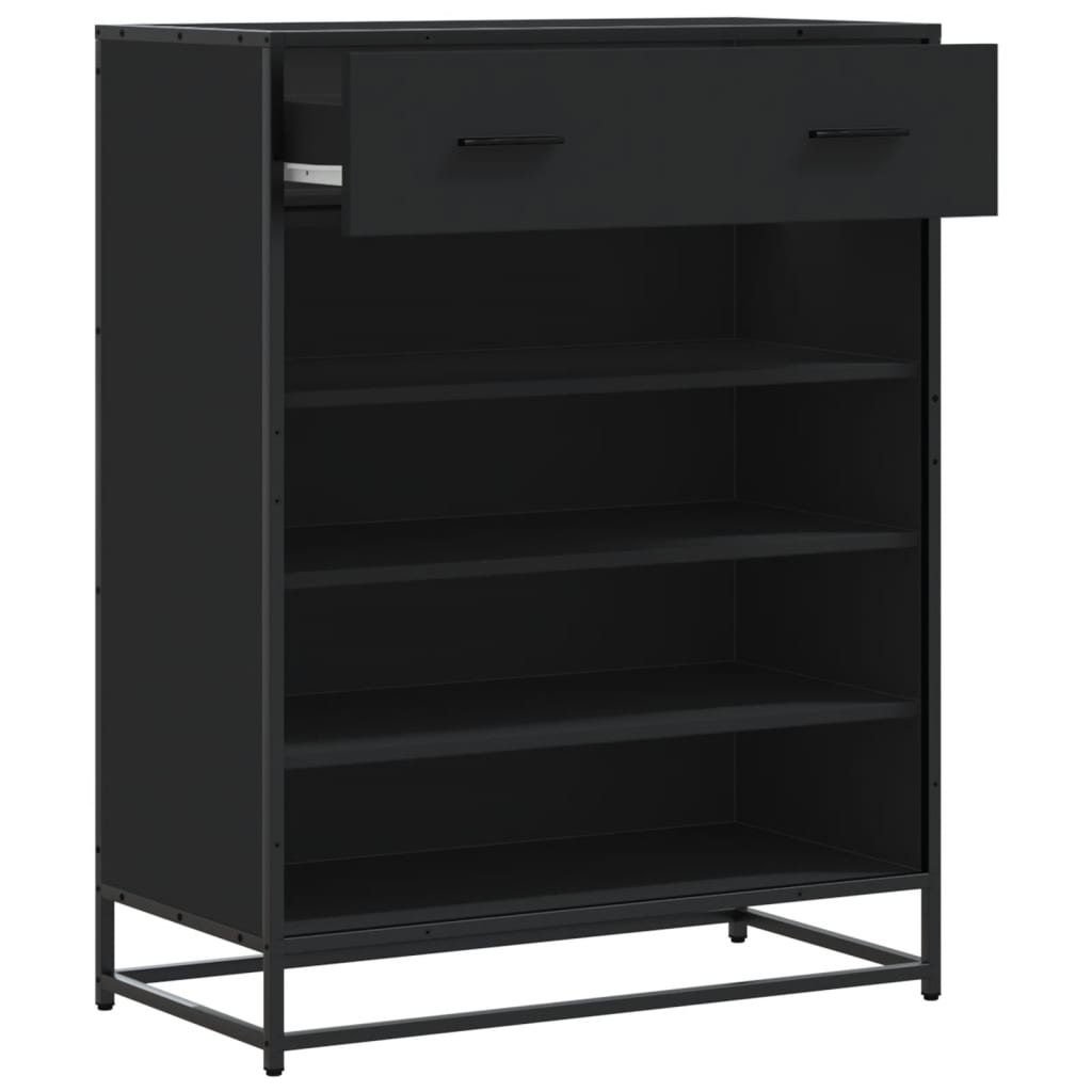 Scarpiera Nera 75x38x97,5 cm in Truciolato e Metallo