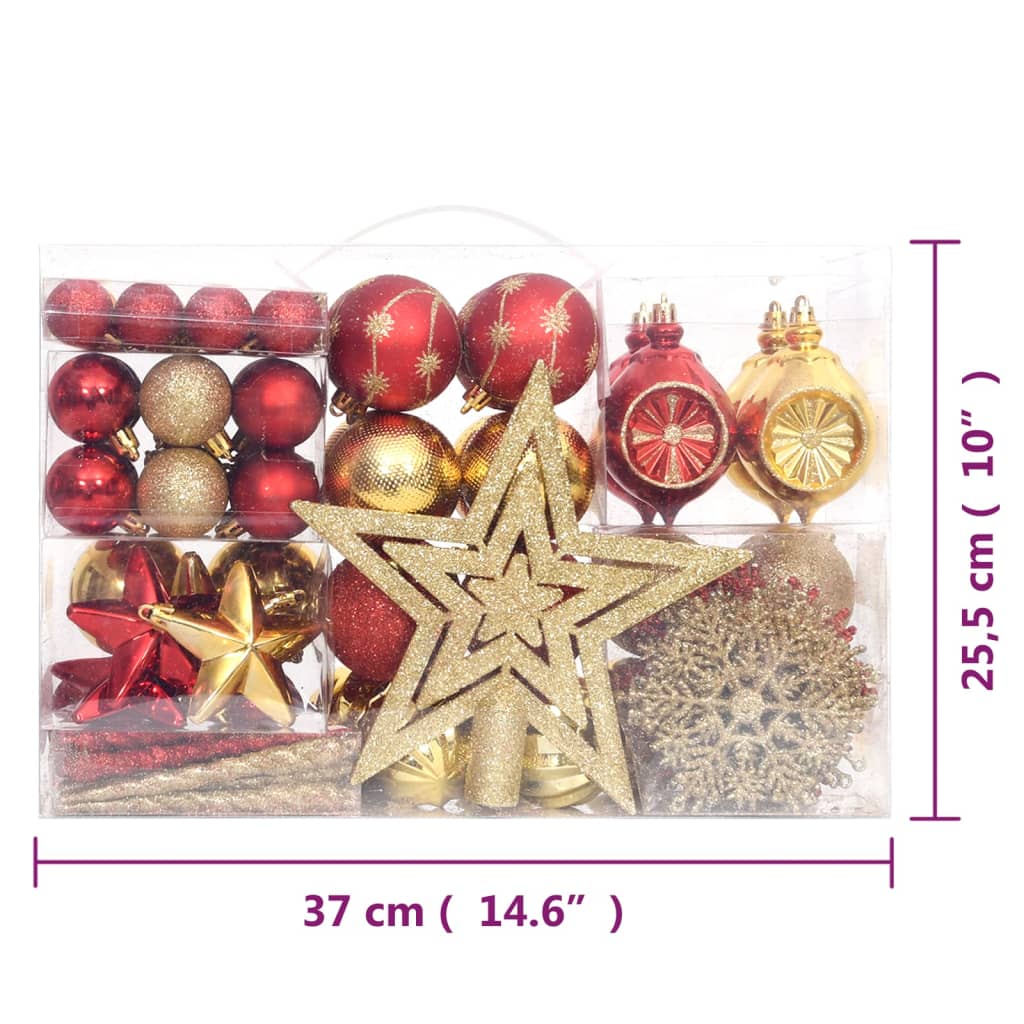 Set Addobbi di Natale 108 pz Oro e Rosso