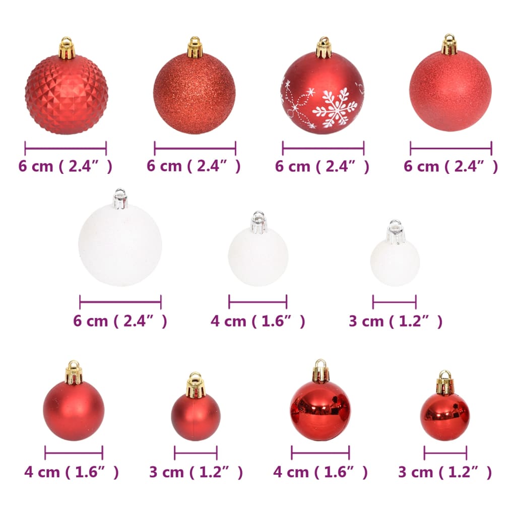 Set Addobbi di Natale 108 pz Rosso e Bianco