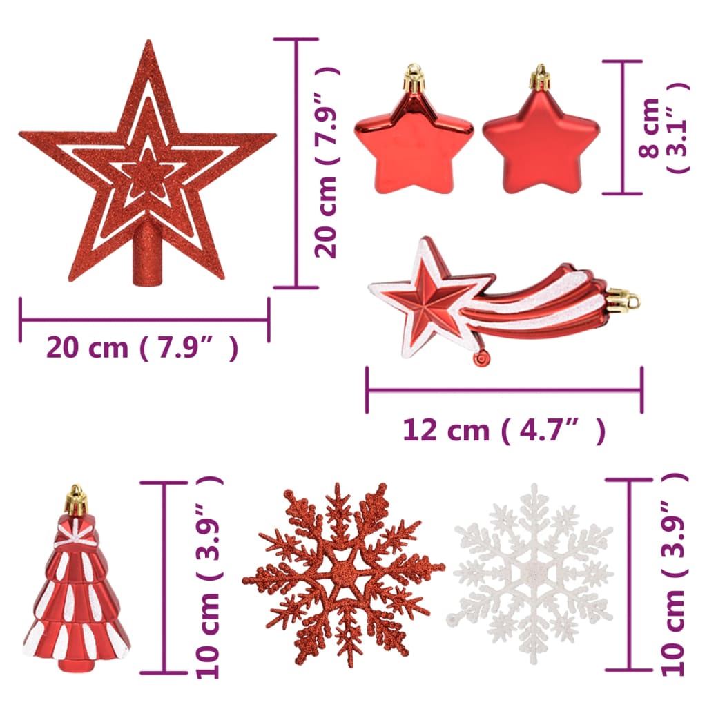 Set Addobbi di Natale 108 pz Rosso e Bianco