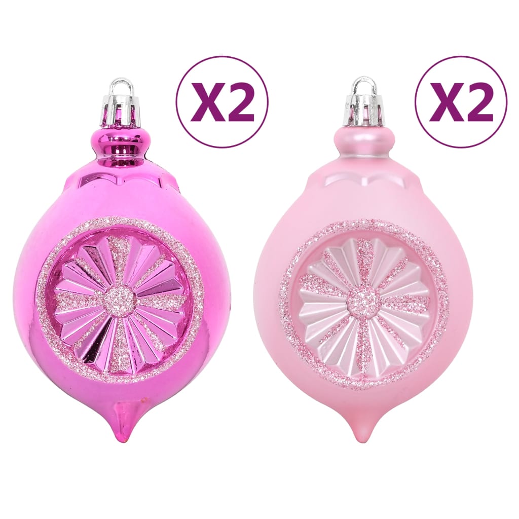 Set Addobbi di Natale 108 pz Bianco e Rosa