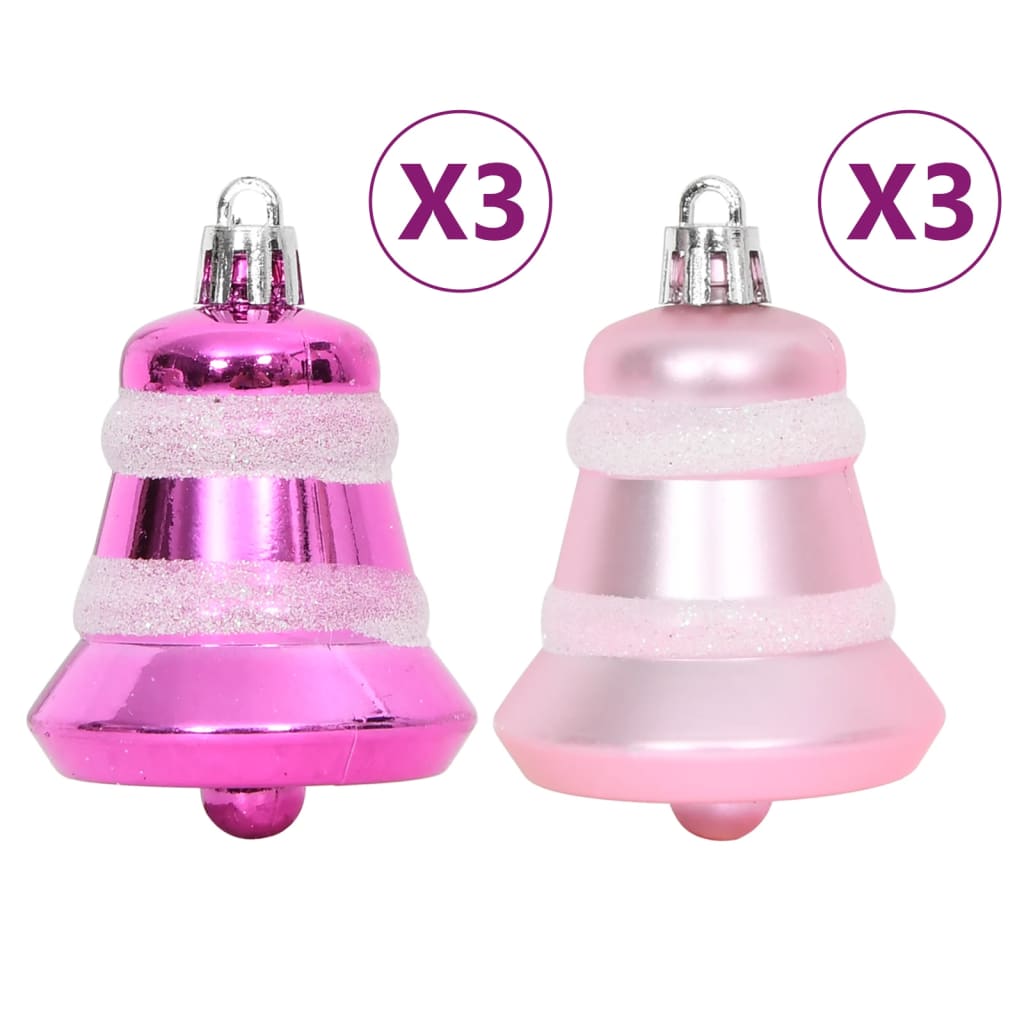 Set Addobbi di Natale 108 pz Bianco e Rosa