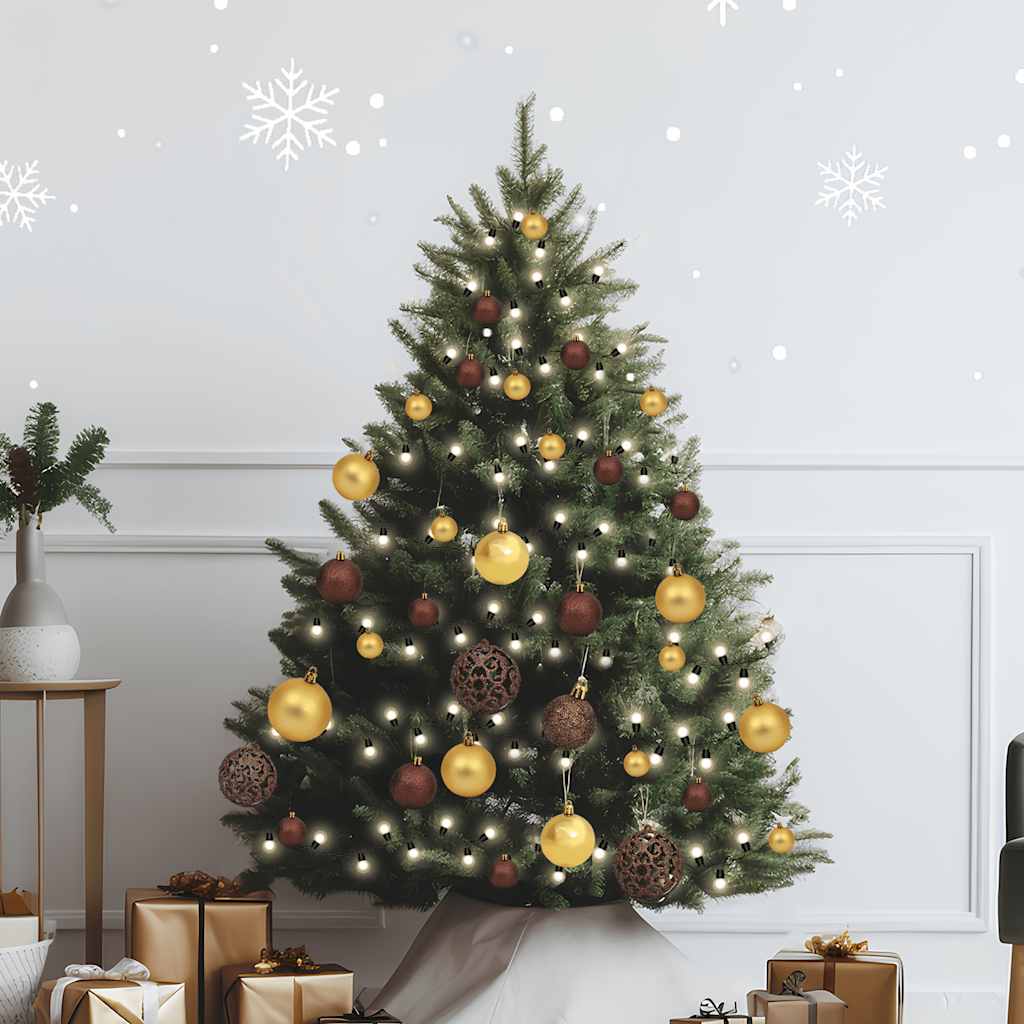 Set Natale con 60 Palline Punta e 150 Luci LED Oro e Bronzo